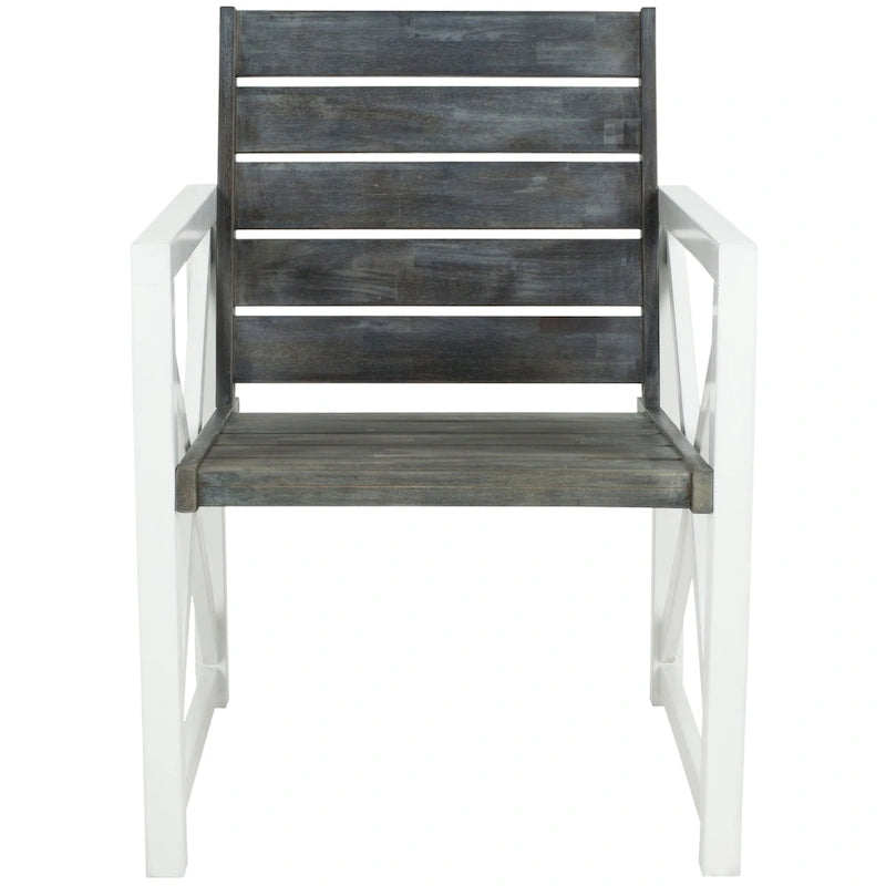 SAFAVIEH Irina White Frame/ Ash Grey Seat Arm Chair (Set of 2) - 24 W x 25 D x 34 H