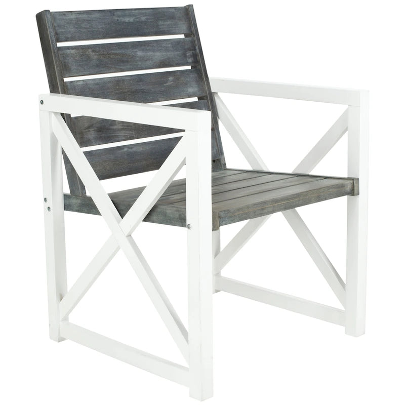 SAFAVIEH Irina White Frame/ Ash Grey Seat Arm Chair (Set of 2) - 24 W x 25 D x 34 H
