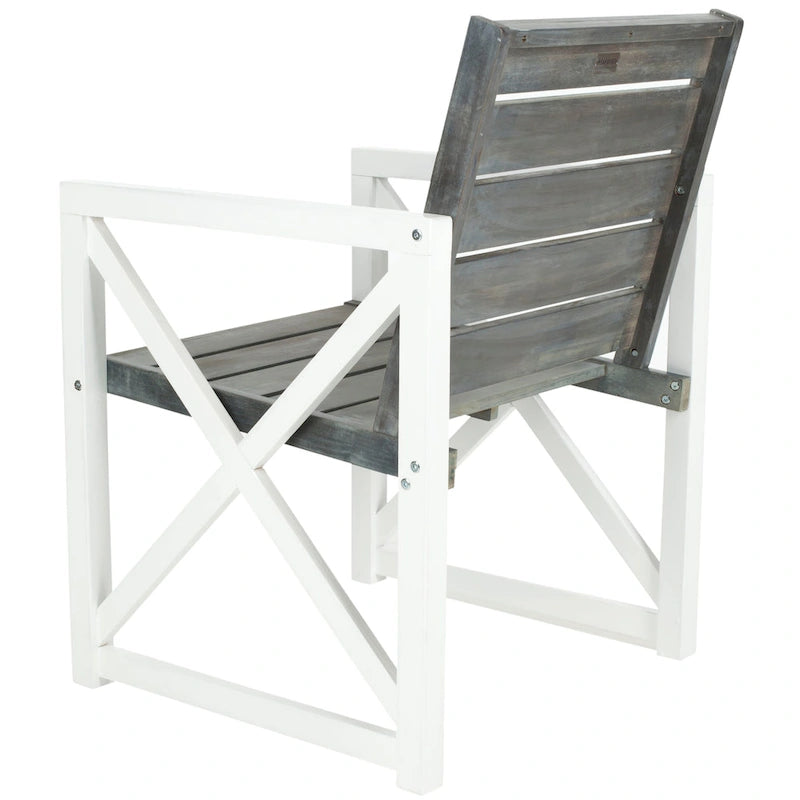 SAFAVIEH Irina White Frame/ Ash Grey Seat Arm Chair (Set of 2) - 24 W x 25 D x 34 H