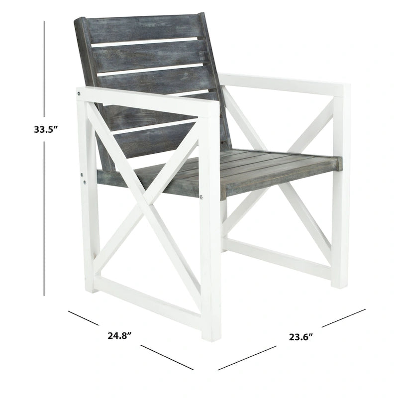 SAFAVIEH Irina White Frame/ Ash Grey Seat Arm Chair (Set of 2) - 24 W x 25 D x 34 H