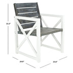 SAFAVIEH Irina White Frame/ Ash Grey Seat Arm Chair (Set of 2) - 24 W x 25 D x 34 H