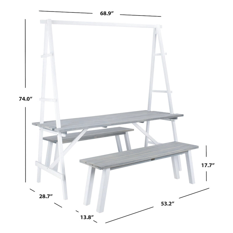 SAFAVIEH Outdoor Living Willamy 3-Piece Dining Set - 29 W x 69 D x 74 H