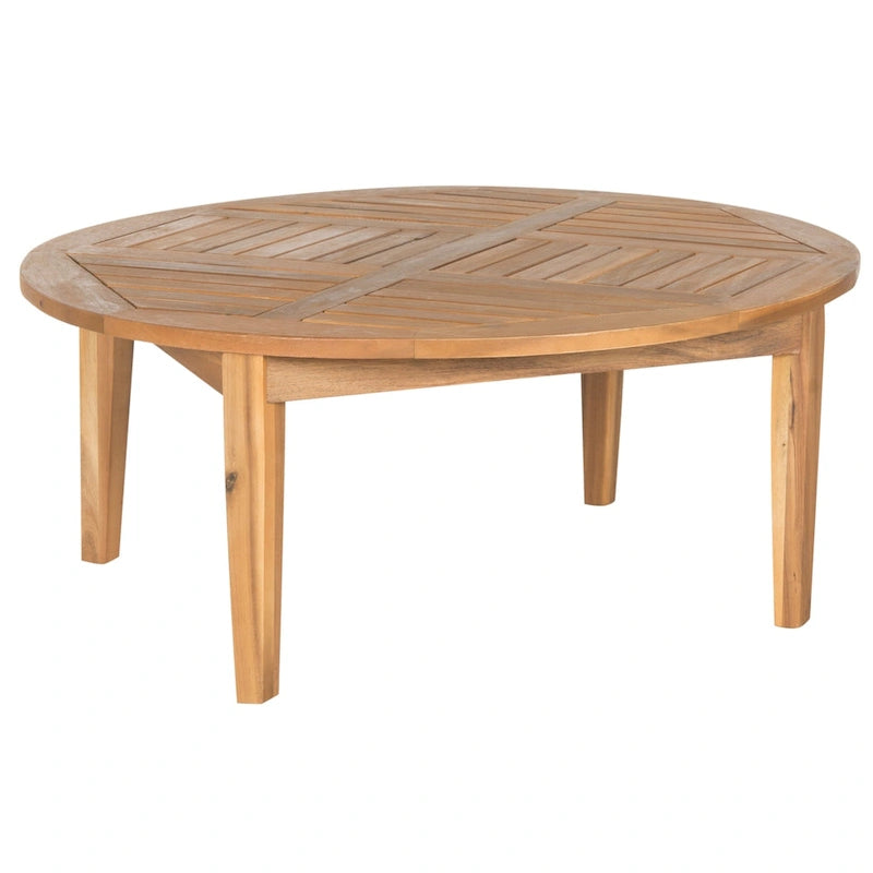 SAFAVIEH Outdoor Living Colfax Brown Acacia Wood 5-piece Beige Cushion Patio Set - Natural/Beige - 35 W x 35 D x 14 H