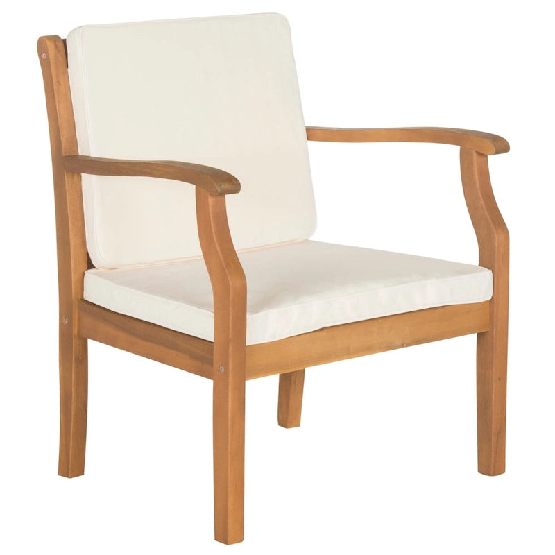 SAFAVIEH Outdoor Living Colfax Brown Acacia Wood 5-piece Beige Cushion Patio Set - Natural/Beige - 35 W x 35 D x 14 H