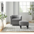 360° Rotating Accent Chair with Ottoman Set - Corduroy Velvet Armchair Sofa - Modern Swivel Lounge Chair