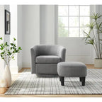 360° Rotating Accent Chair with Ottoman Set - Corduroy Velvet Armchair Sofa - Modern Swivel Lounge Chair