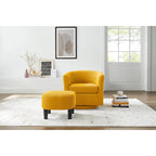 360° Rotating Accent Chair with Ottoman Set - Corduroy Velvet Armchair Sofa - Modern Swivel Lounge Chair