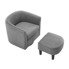 360° Rotating Accent Chair with Ottoman Set - Corduroy Velvet Armchair Sofa - Modern Swivel Lounge Chair