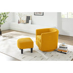 360° Rotating Accent Chair with Ottoman Set - Corduroy Velvet Armchair Sofa - Modern Swivel Lounge Chair