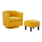 360° Rotating Accent Chair with Ottoman Set - Corduroy Velvet Armchair Sofa - Modern Swivel Lounge Chair