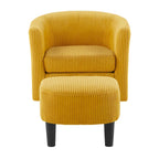 360° Rotating Accent Chair with Ottoman Set - Corduroy Velvet Armchair Sofa - Modern Swivel Lounge Chair