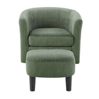 360° Rotating Accent Chair with Ottoman Set - Corduroy Velvet Armchair Sofa - Modern Swivel Lounge Chair