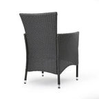 Marri Patio Dining Chair Set of 2, Ergonomic, Gray Wicker Design, Beige