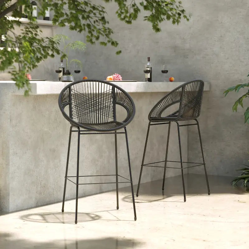 Christopher Knight Home - Ferrara Stylish and Durable Outdoor Wicker Barstools, Set of 2