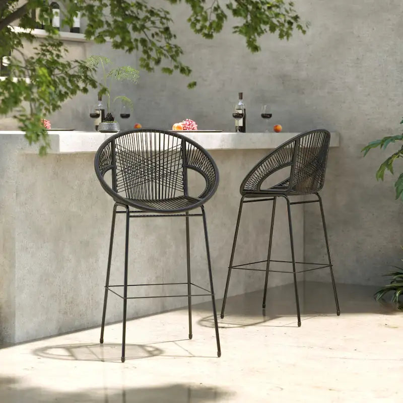 Christopher Knight Home - Ferrara Stylish and Durable Outdoor Wicker Barstools, Set of 2