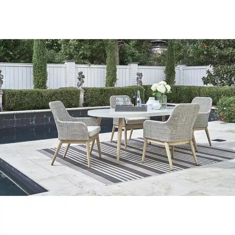 Signature Design by Ashley Seton Creek Brown/Gray 5-Piece Outdoor Dining Package - 80  W x 42  D x 28.88  H