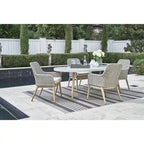 Signature Design by Ashley Seton Creek Brown/Gray 5-Piece Outdoor Dining Package - 80  W x 42  D x 28.88  H