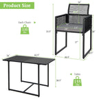 Costway 3 PCS Patio PE Wicker Furniture Set CushionedChairs with - See Details