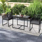 Costway 3 PCS Patio PE Wicker Furniture Set CushionedChairs with - See Details