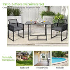 Costway 3 PCS Patio PE Wicker Furniture Set CushionedChairs with - See Details