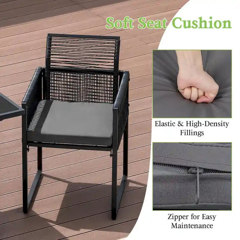 Costway 3 PCS Patio PE Wicker Furniture Set CushionedChairs with - See Details