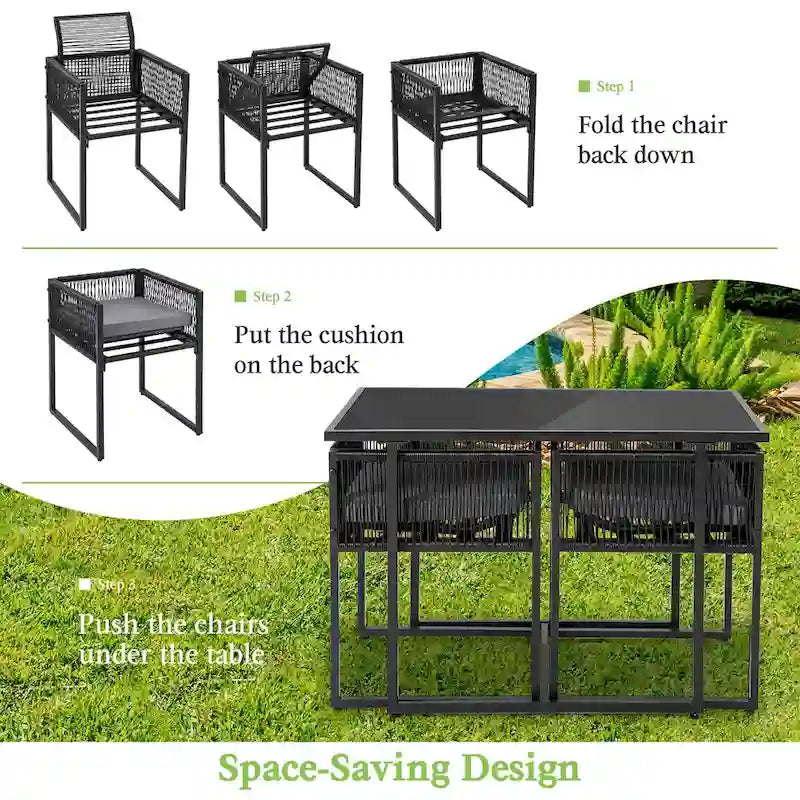 Costway 3 PCS Patio PE Wicker Furniture Set CushionedChairs with - See Details