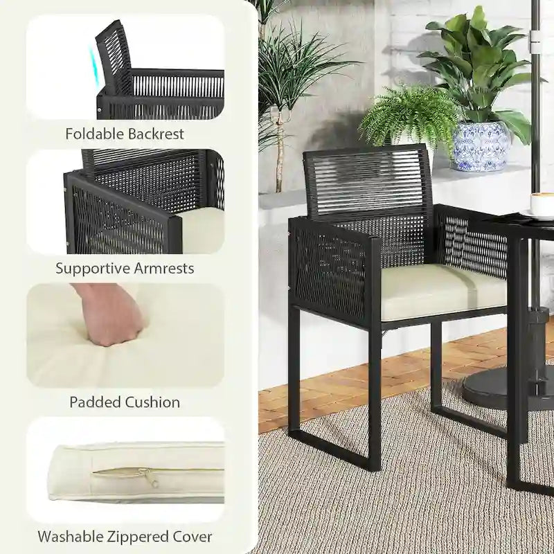 Costway 3 PCS Patio PE Wicker Furniture Set CushionedChairs with - See Details