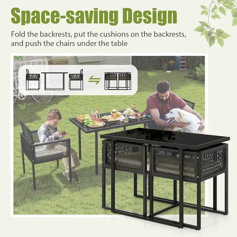 Costway 3 PCS Patio PE Wicker Furniture Set CushionedChairs with - See Details