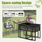Costway 3 PCS Patio PE Wicker Furniture Set CushionedChairs with - See Details