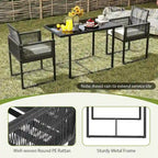 Costway 3 PCS Patio PE Wicker Furniture Set CushionedChairs with - See Details