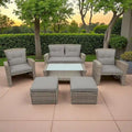 4-Seater Rattan Patio Conversation Set - Brown