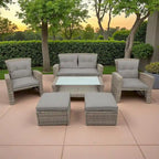 4-Seater Rattan Patio Conversation Set - Brown