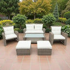 4-Seater Rattan Patio Conversation Set - Brown