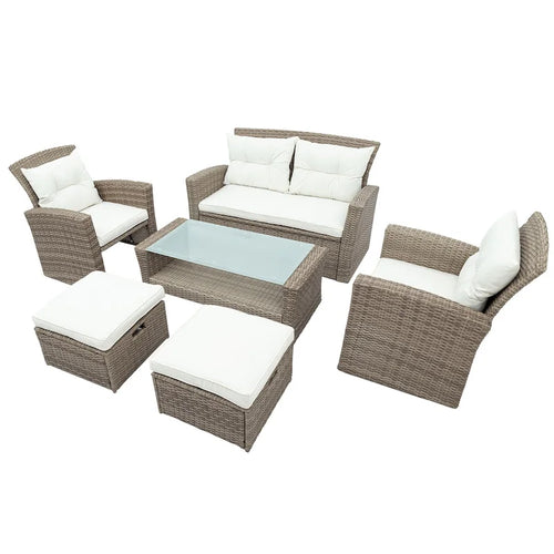 4-Seater Rattan Patio Conversation Set - Brown