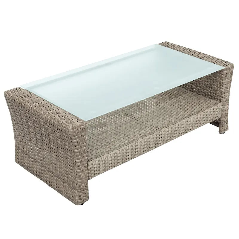4-Seater Rattan Patio Conversation Set - Brown