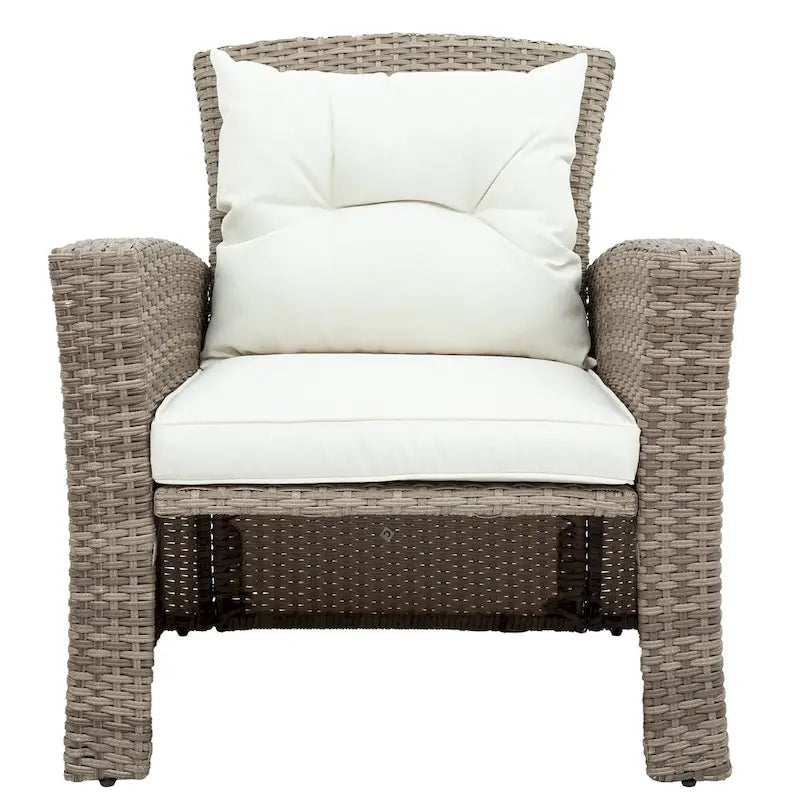4-Seater Rattan Patio Conversation Set - Brown