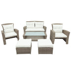 4-Seater Rattan Patio Conversation Set - Brown