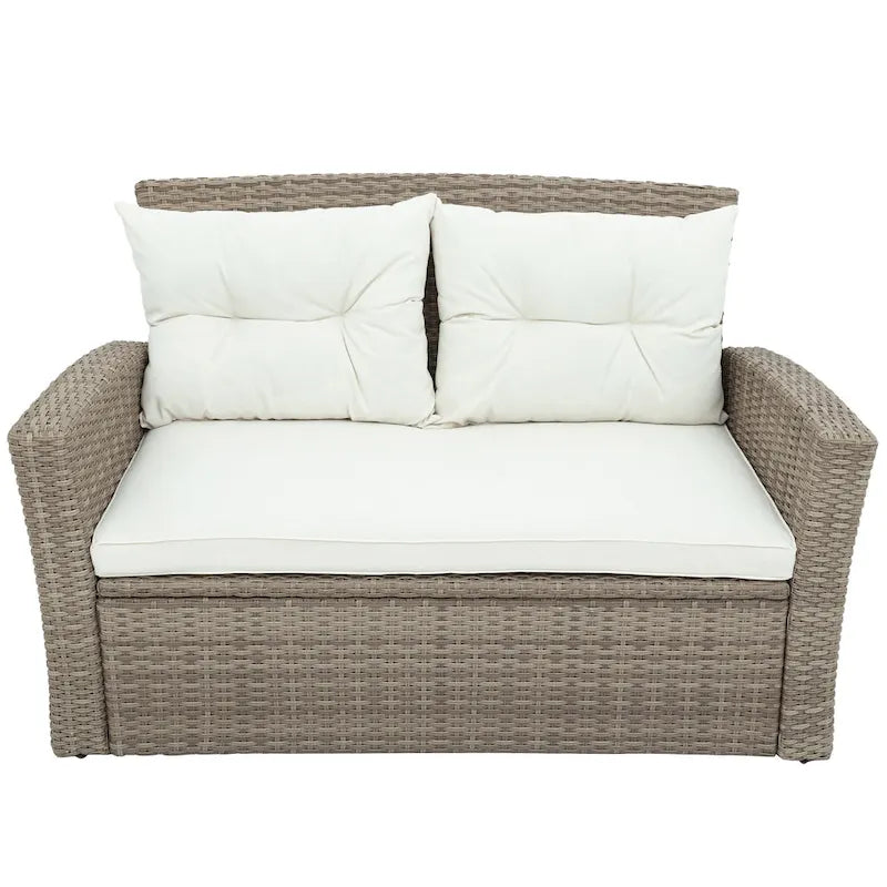 4-Seater Rattan Patio Conversation Set - Brown