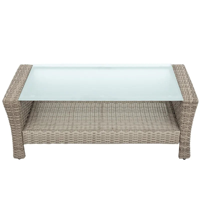 4-Seater Rattan Patio Conversation Set - Brown