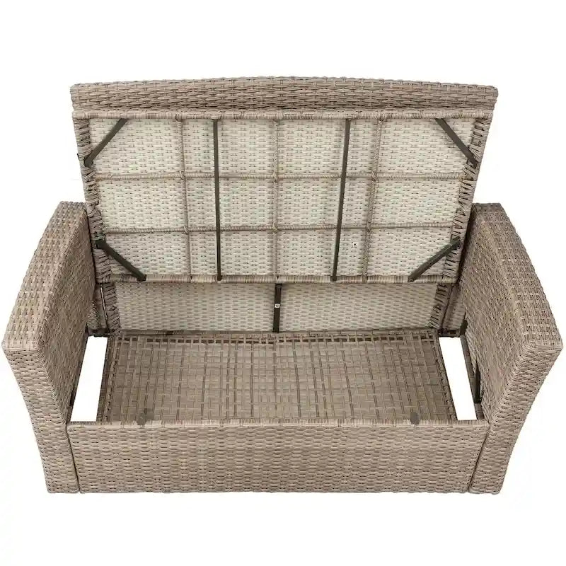 4-Seater Rattan Patio Conversation Set - Brown
