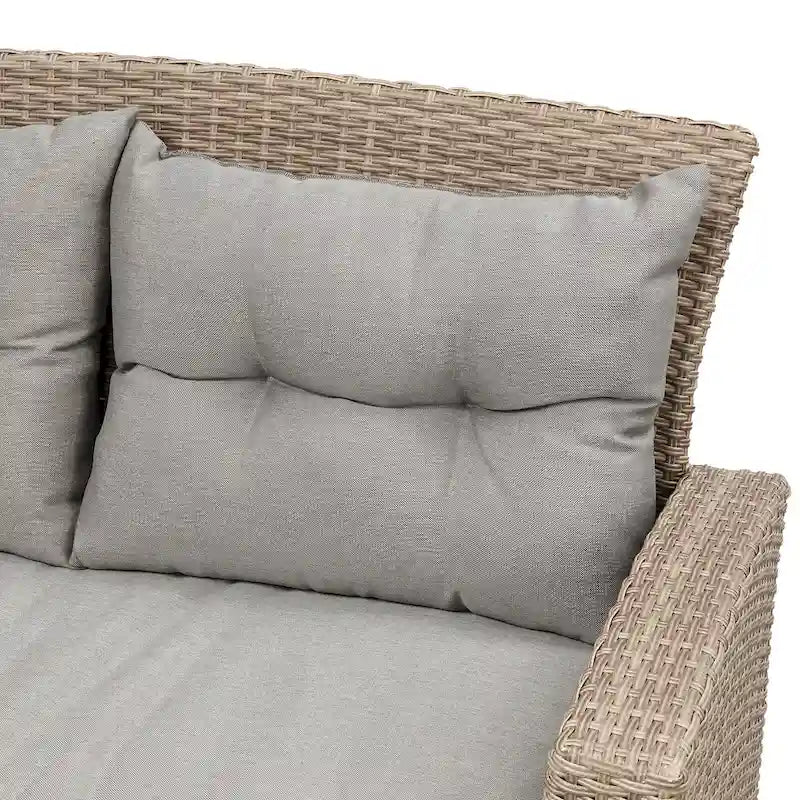4-Seater Rattan Patio Conversation Set - Brown