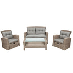 4-Seater Rattan Patio Conversation Set - Brown