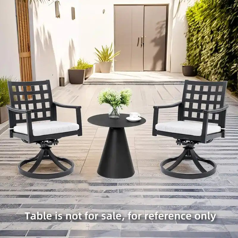 Black Swivel Rocker Dining Chairs - 2-Piece Set for Outdoor