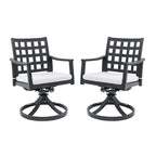 Black Swivel Rocker Dining Chairs - 2-Piece Set for Outdoor
