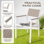 Outdoor Dining Set for 6, Patio Table with Umbrella Hole, Stackable Design