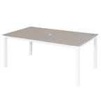 Outdoor Dining Set for 6, Patio Table with Umbrella Hole, Stackable Design