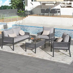 Rope Patio Sofa Set 4-Piece Loveseat & Chairs