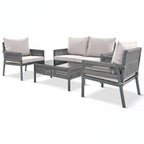 Rope Patio Sofa Set 4-Piece Loveseat & Chairs