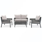 Rope Patio Sofa Set 4-Piece Loveseat & Chairs