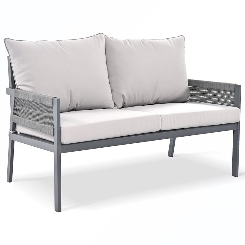 Rope Patio Sofa Set 4-Piece Loveseat & Chairs